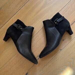 Cole Haan Sylvia Bootie Black Suede Leather Waterproof Size 8